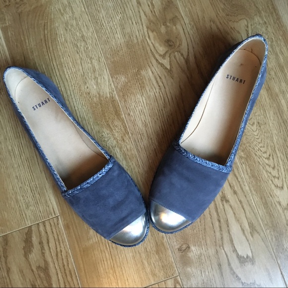 STUART WEITZMAN Suede Slip-on Blue Shoes with Metal detail in size 8.5 - Picture 6 of 9